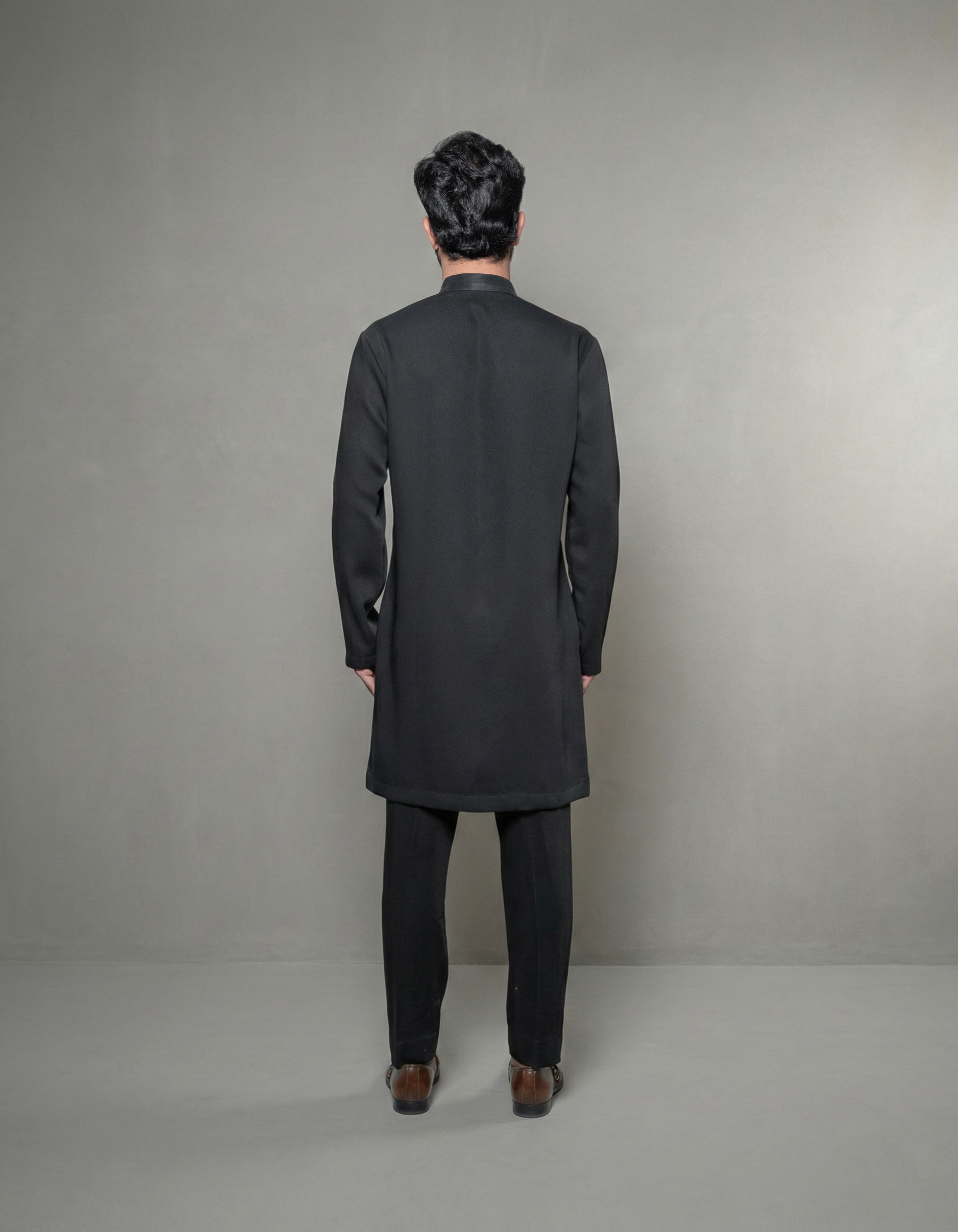 Monochrome Eclipse Hand-Embellished Lycra Kurta