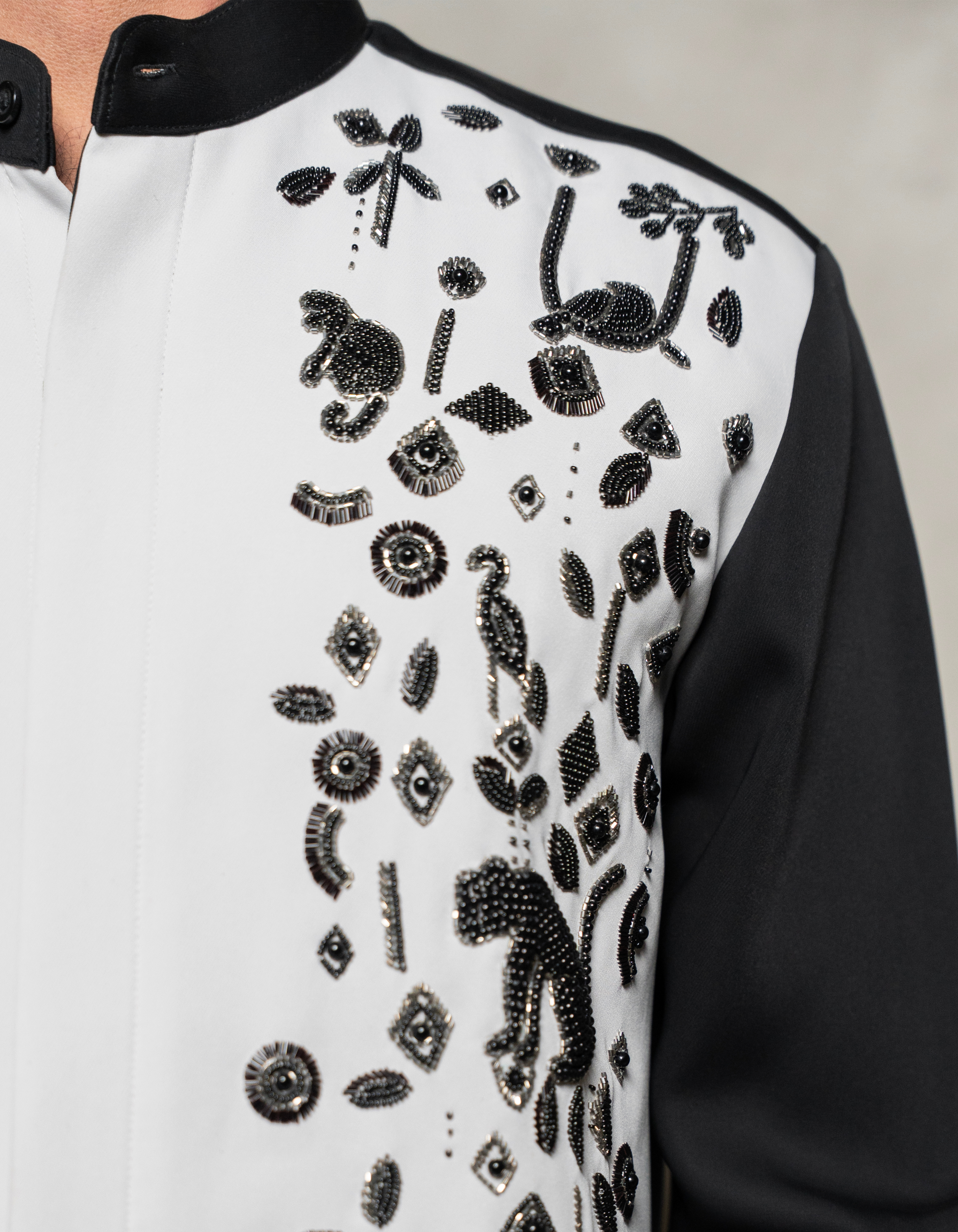 Monochrome Eclipse Hand-Embellished Lycra Kurta