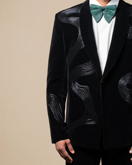 Black Micro Velvet Designer Tuxedo Set