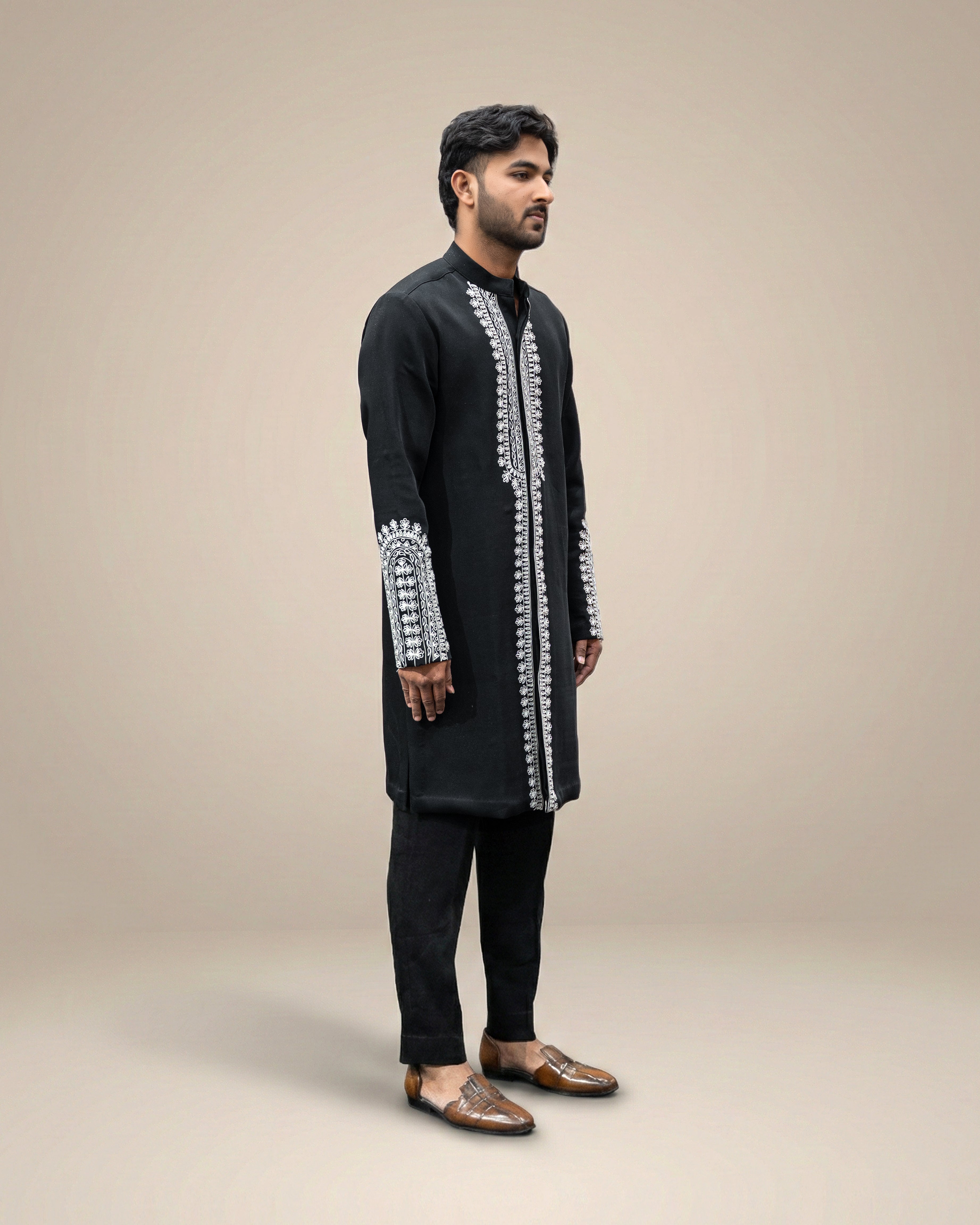 Midnight Aari Heritage Kurta Set (Kurta & Trouser)