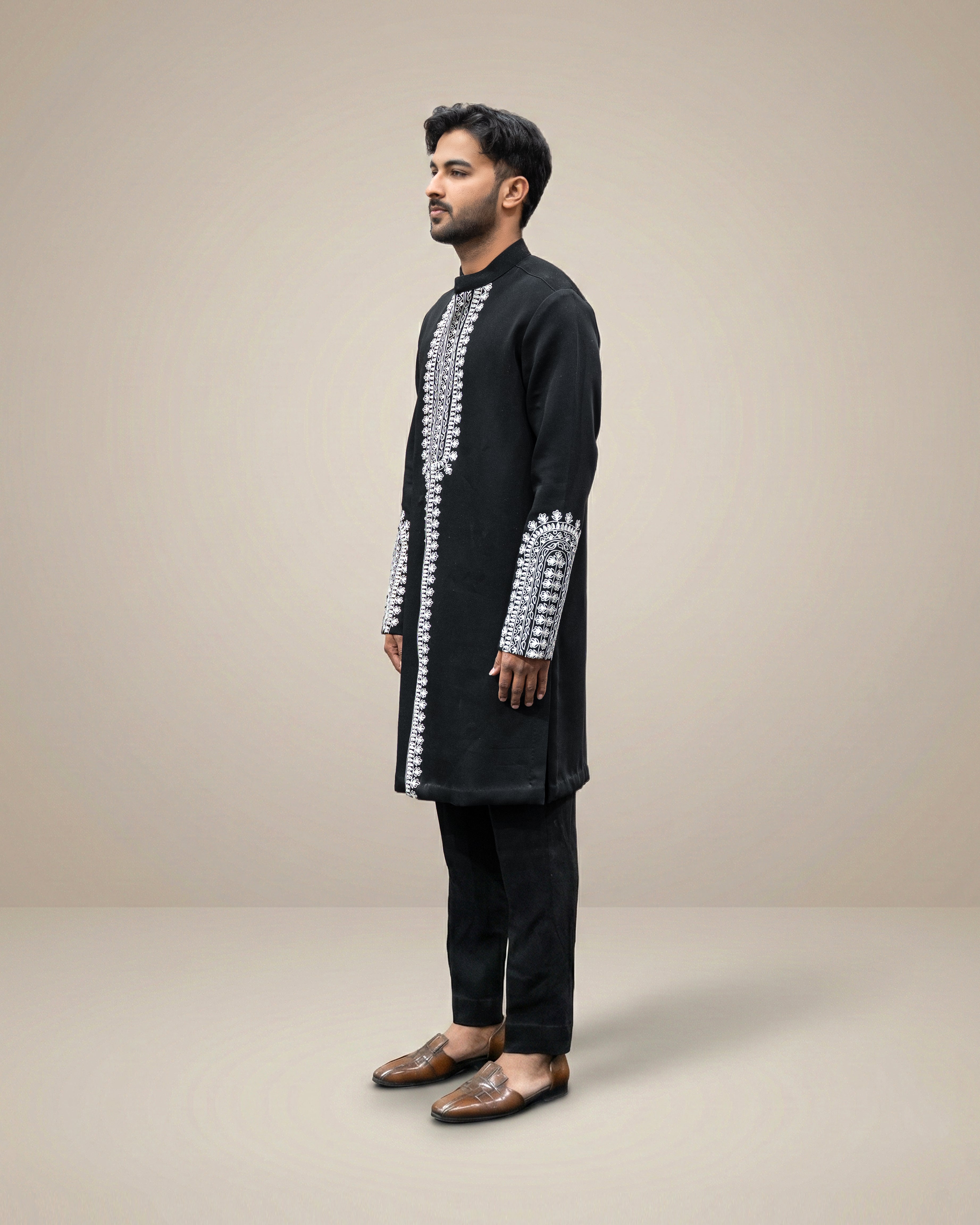 Midnight Aari Heritage Kurta Set (Kurta & Trouser)