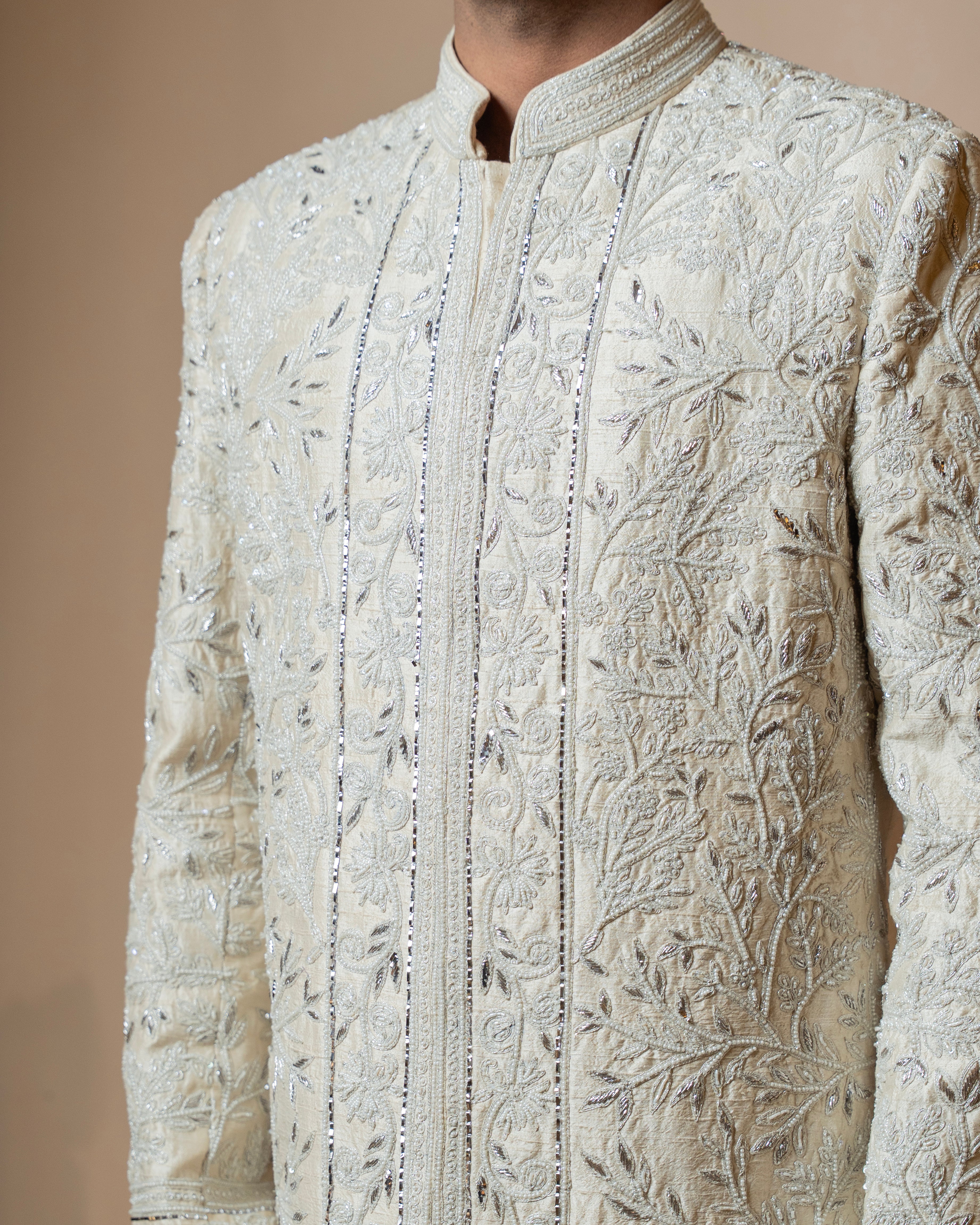 Heritage Ivory Floral Sherwani Set