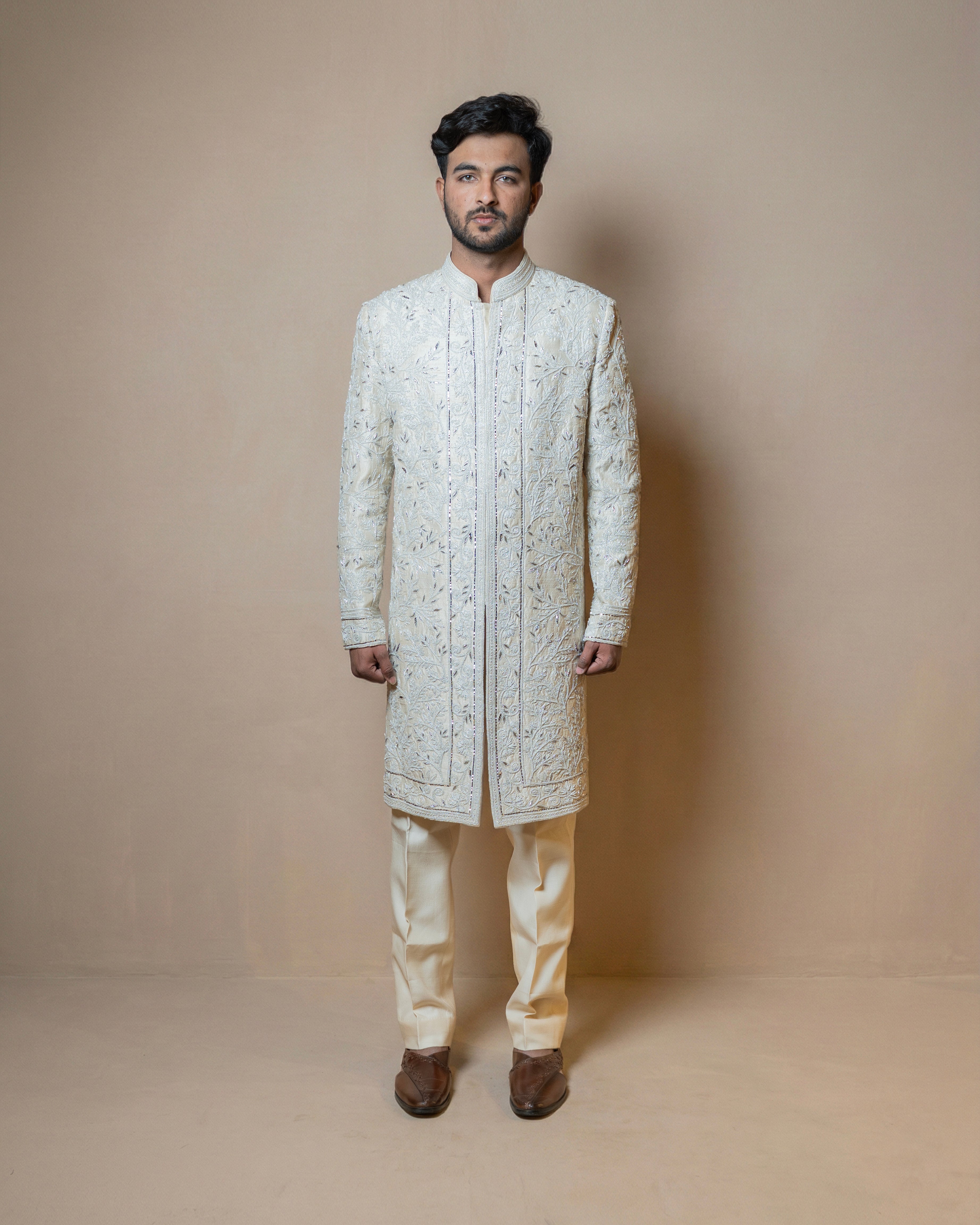 Heritage Ivory Floral Sherwani Set