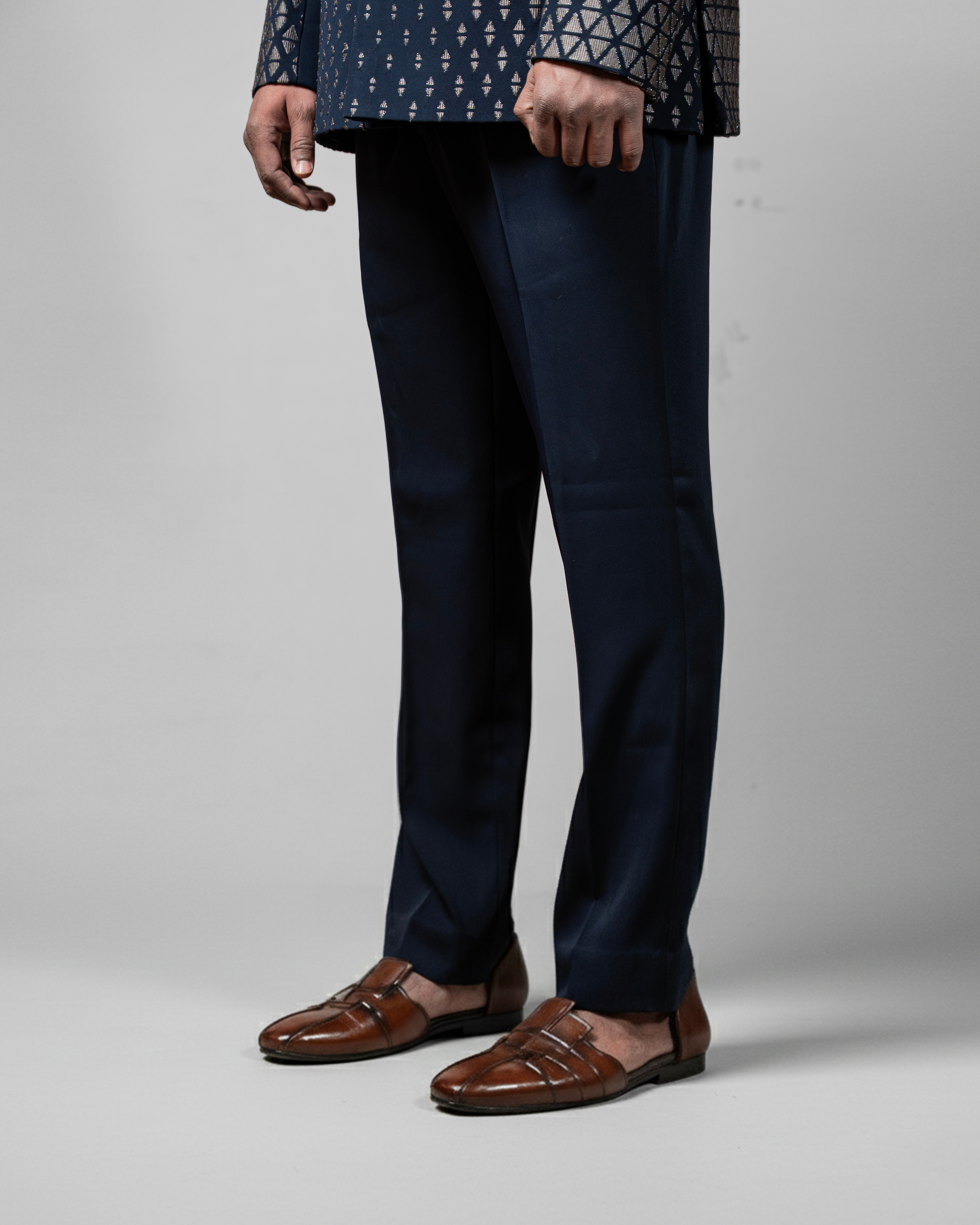 Classic Navy Blue Cotton Suiting Trouser