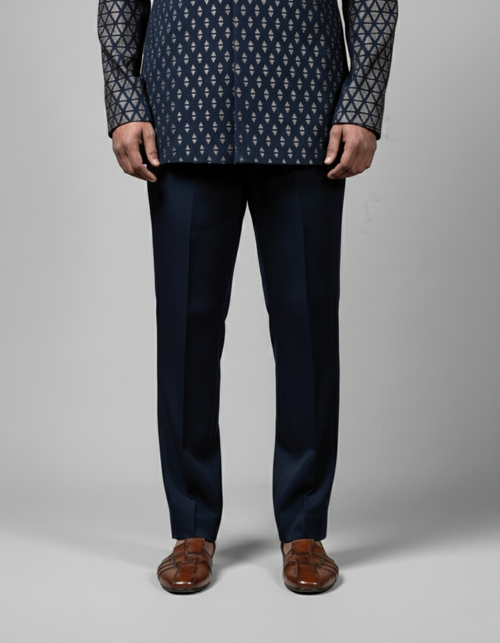 Classic Navy Blue Cotton Suiting Trouser