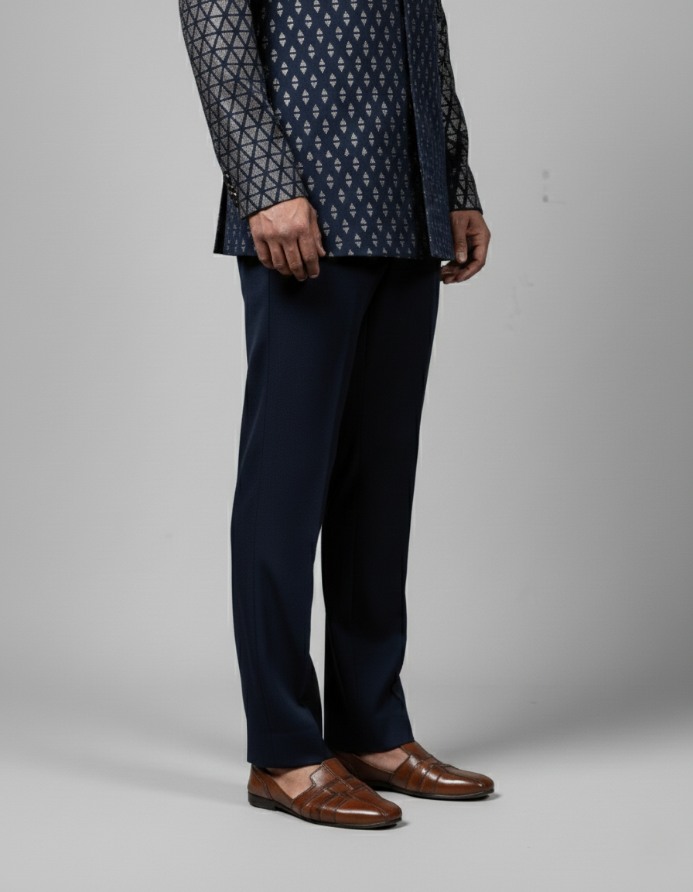 Classic Navy Blue Cotton Suiting Trouser