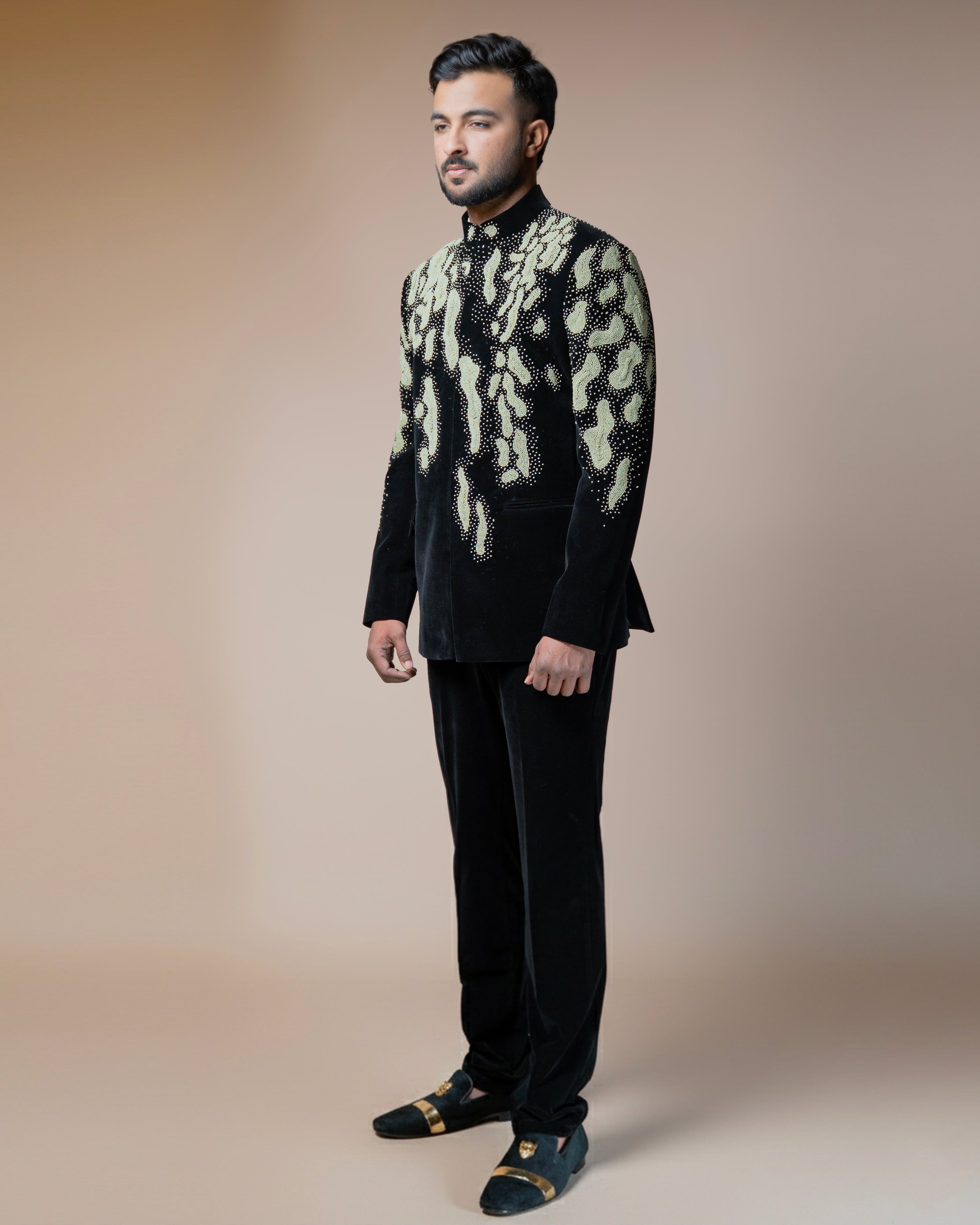 Noir Celeste Bandhgala Set