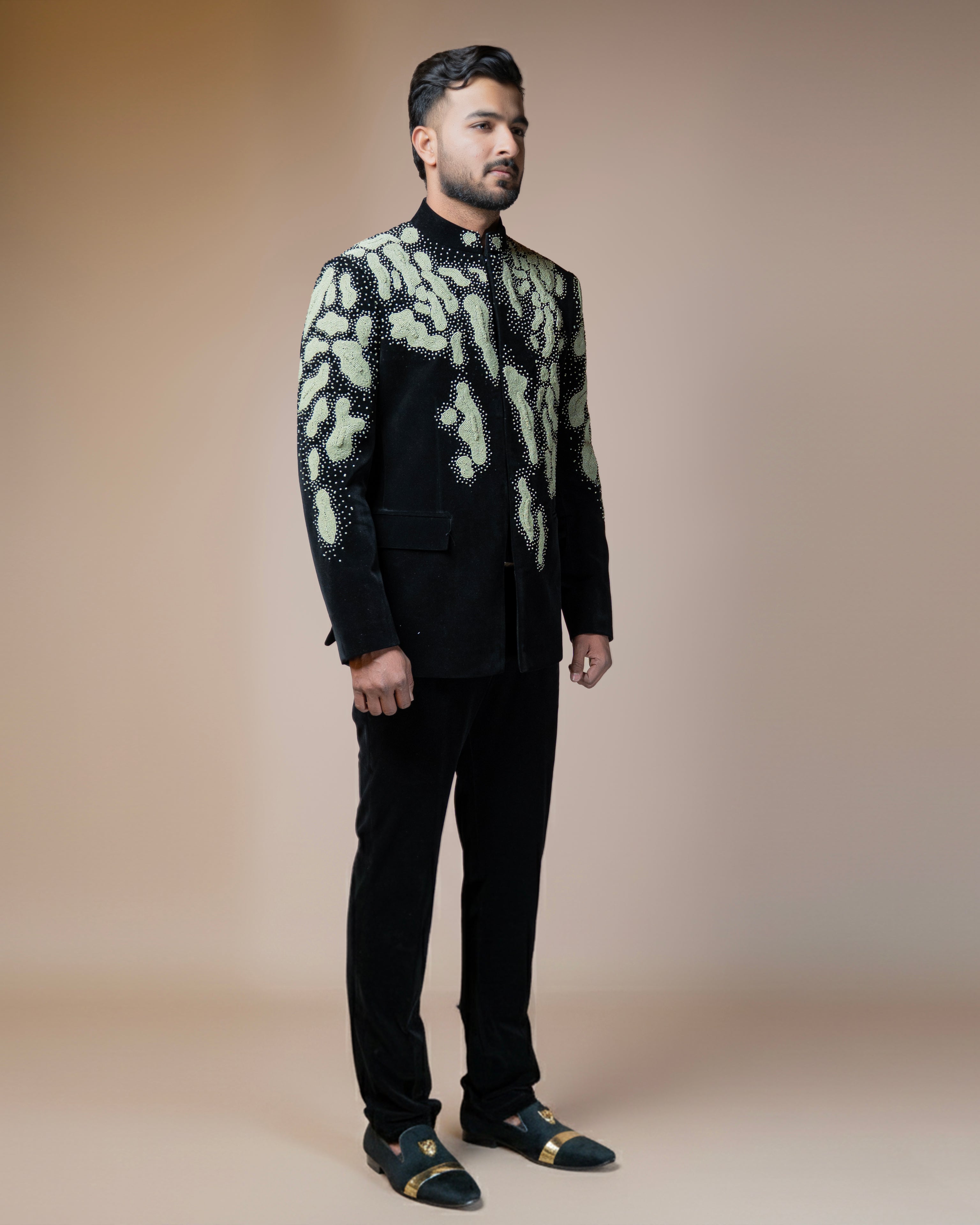 Noir Celeste Bandhgala Set