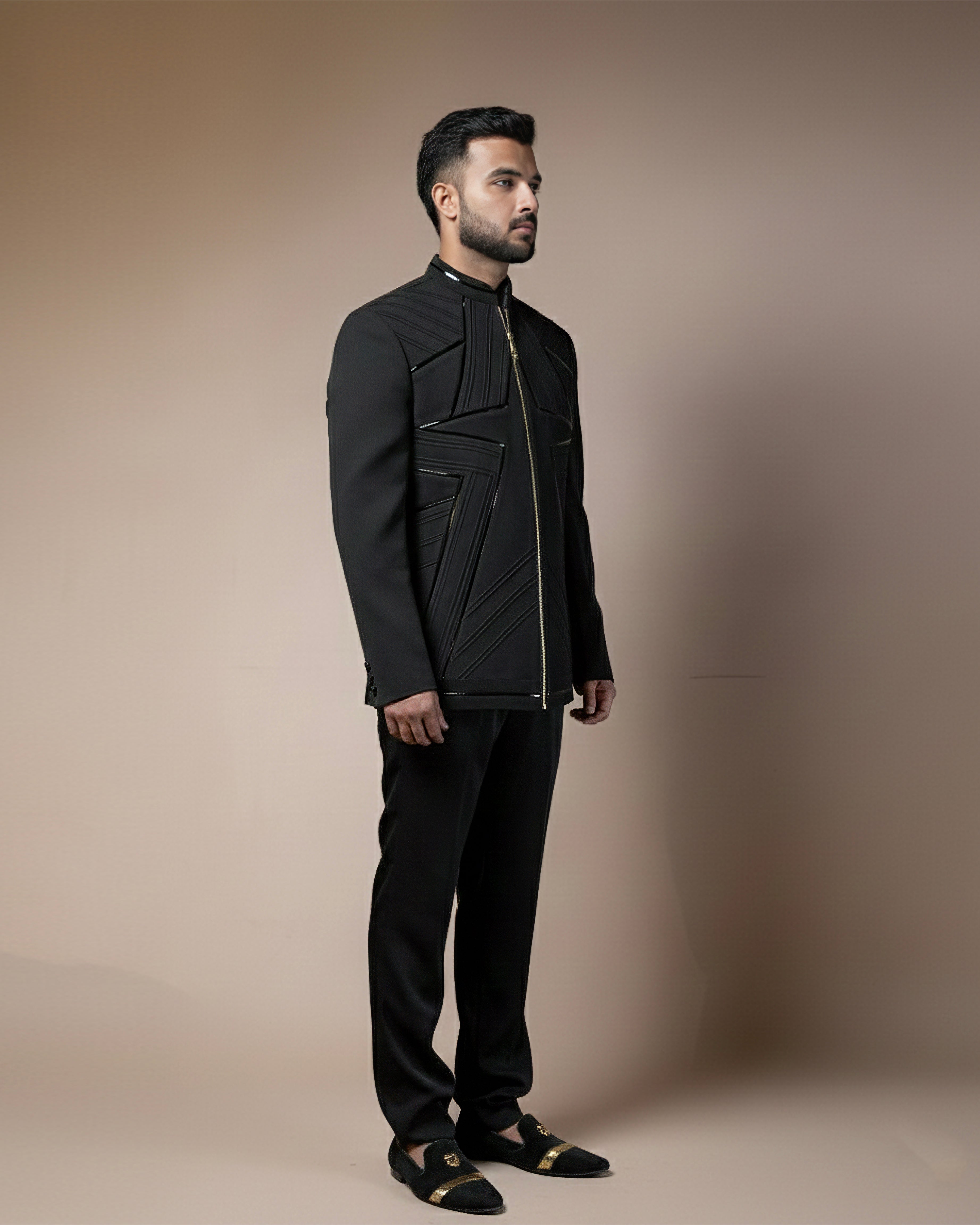 Obsidian Edge Lycra Bandhgala Set