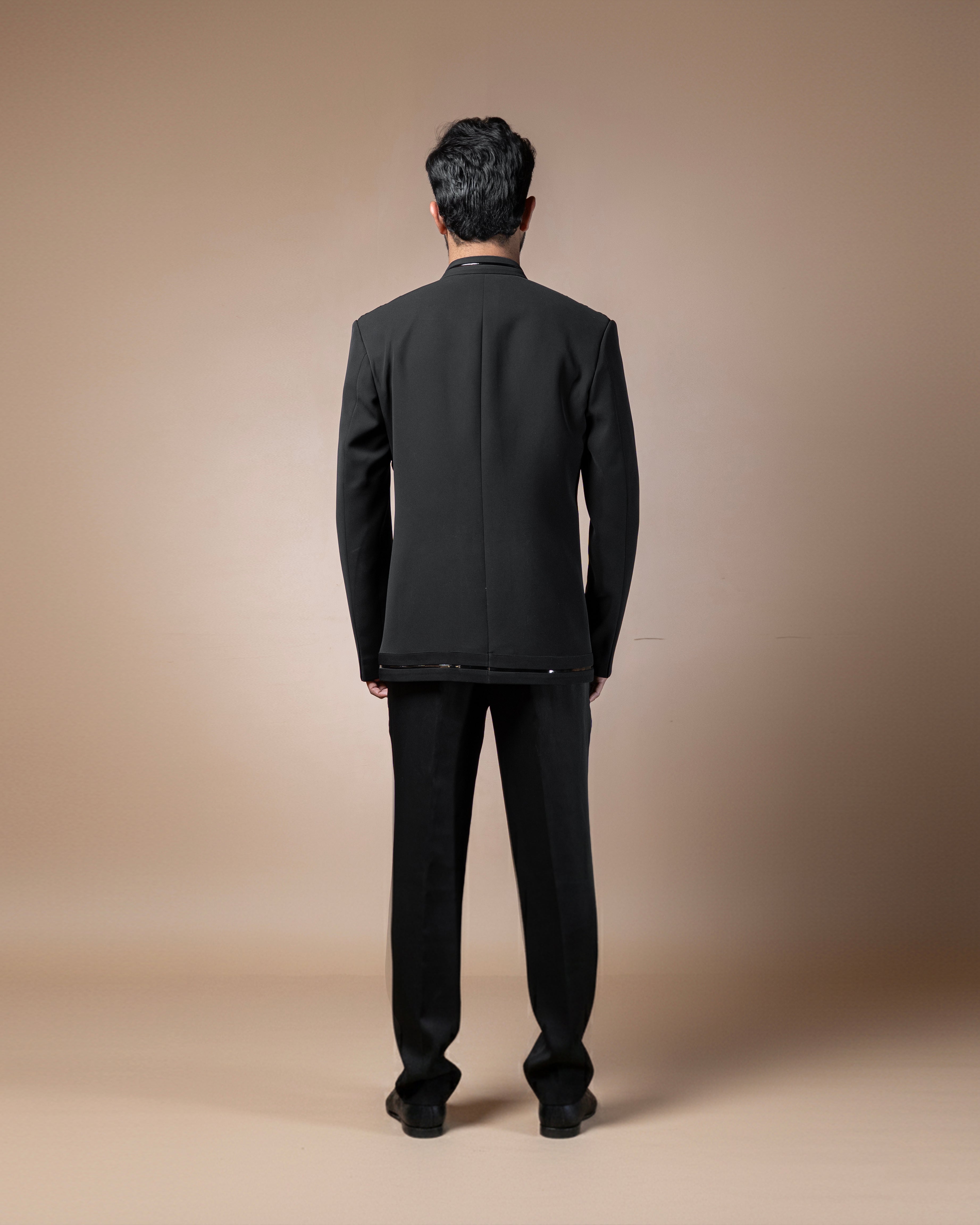 Obsidian Edge Lycra Bandhgala Set