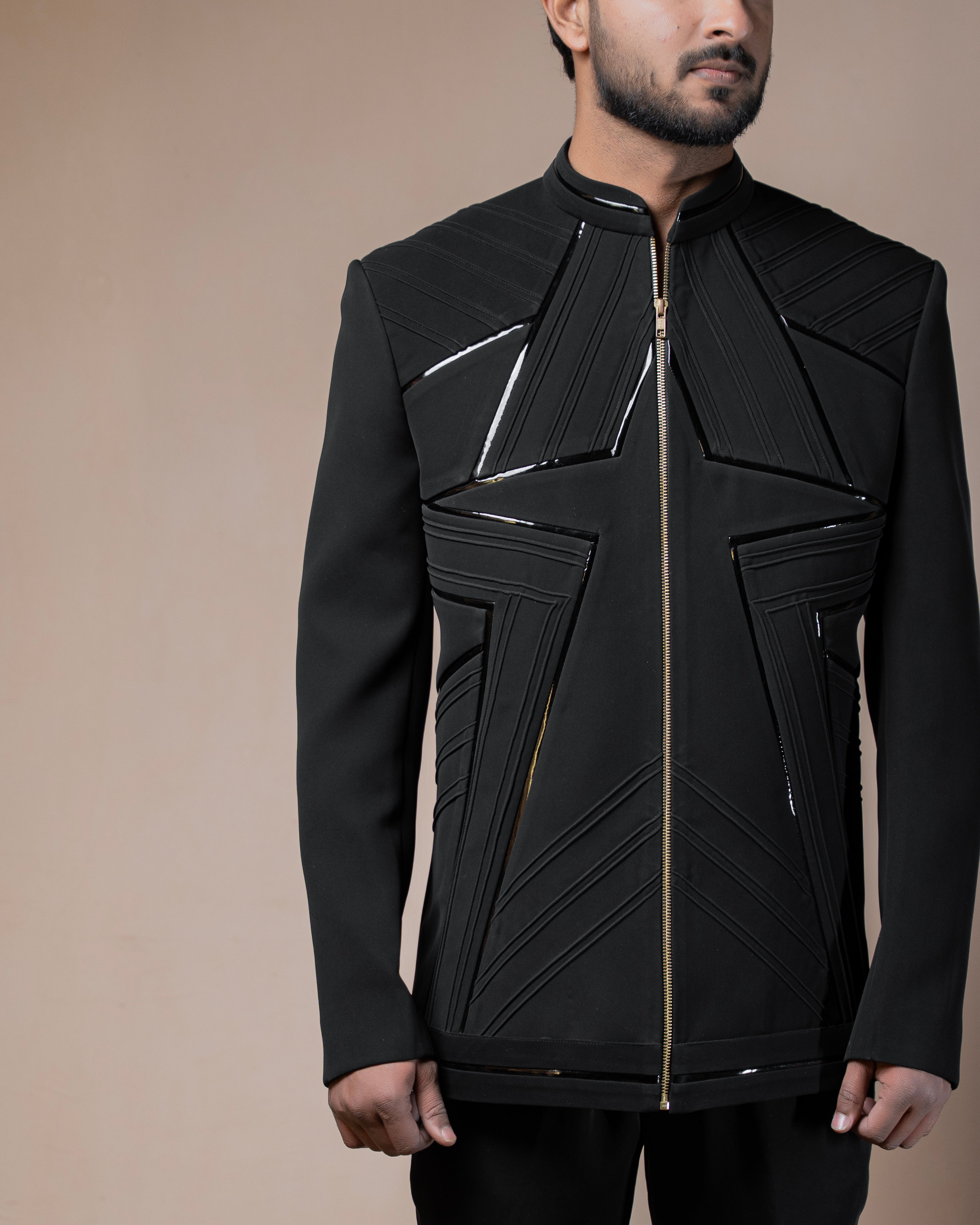 Obsidian Edge Lycra Bandhgala Set