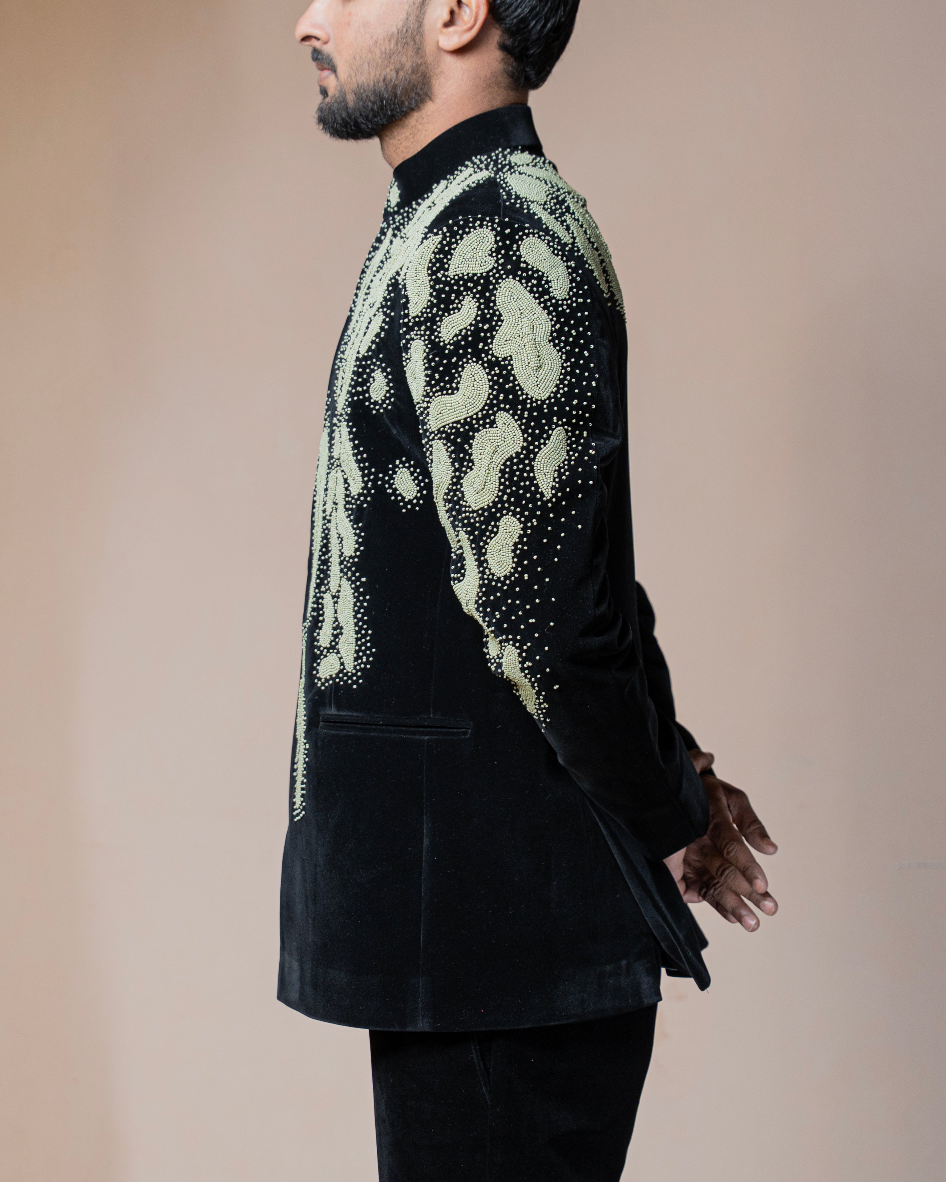 Noir Celeste Bandhgala Set